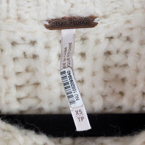 Free People Alpine Snowy Forest Cream Green Wool Blend Pullover Knit Sweater - Picture 9 of 14